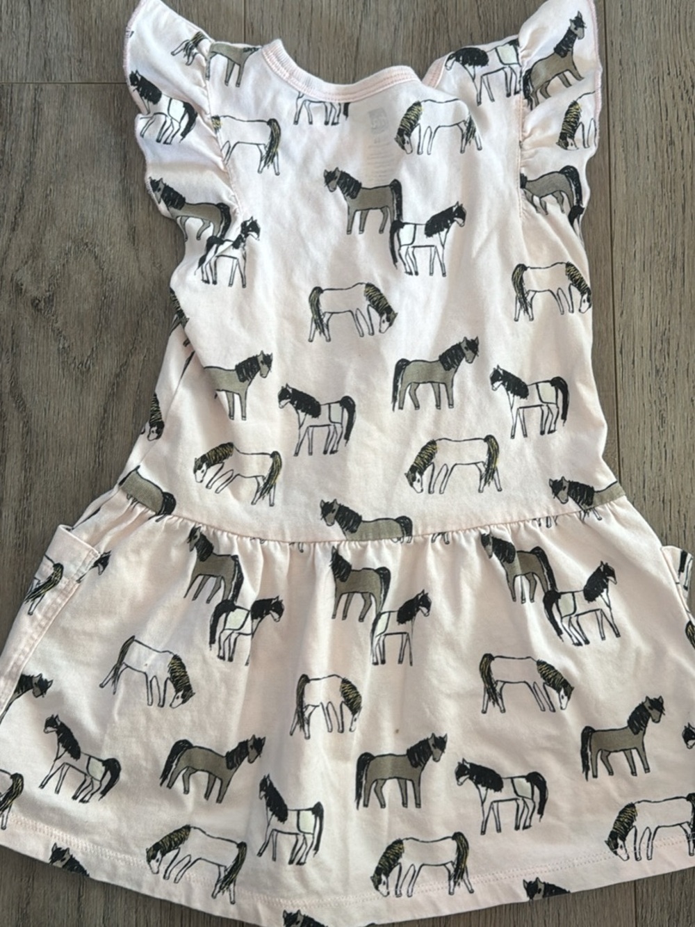 Tea Collection Pink Horse Print Flutter Sleeve Dress